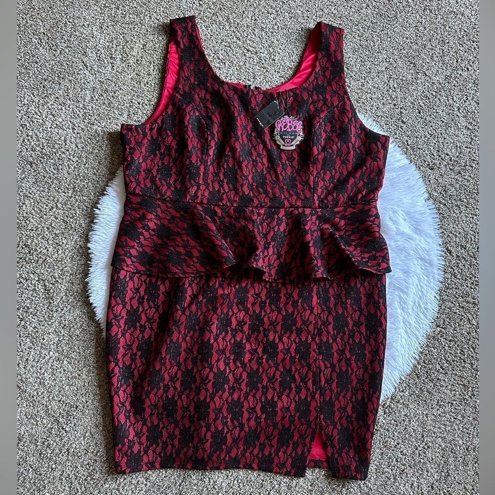 Torrid X Rebel Wilson Dress New Lace Black Red Womens Size 24 No Belt